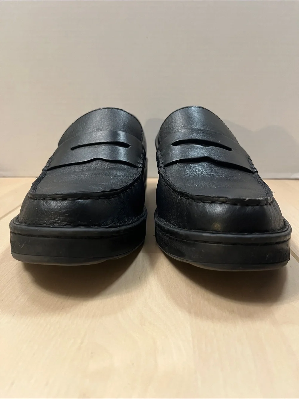 Born Black Leather Carrera Loafers Chunky Heeled Slip On Shoes Women’s 10 M